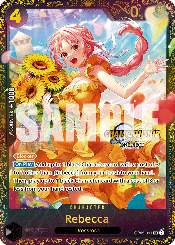 Rebecca OP05-091, the SR printing from OP-05 of the One Piece Card Game