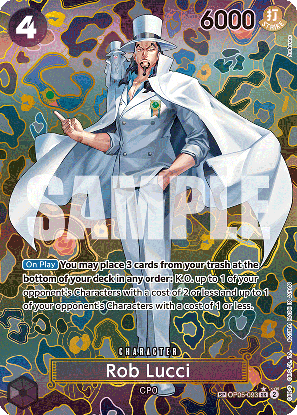 Rob Lucci OP05-093, the SP printing from OP-05 of the One Piece Card Game