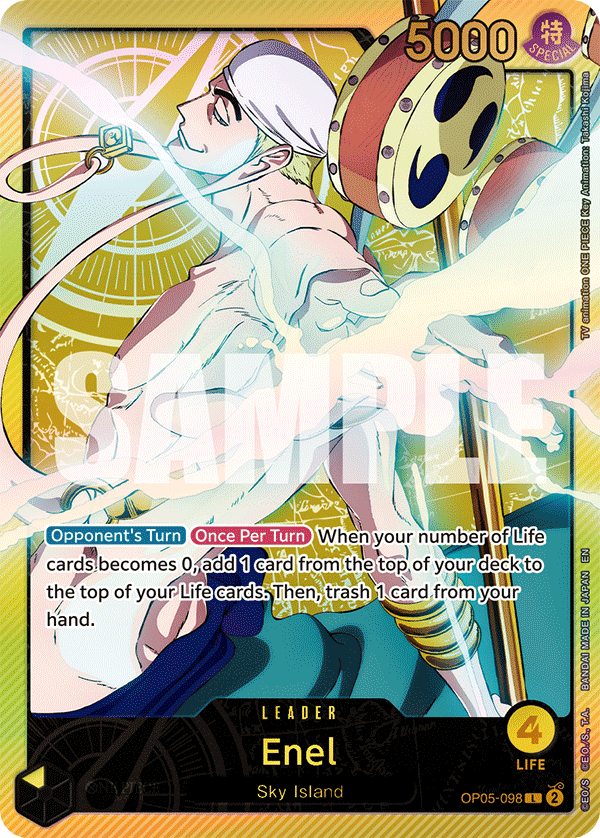 Enel OP05-098, the L printing from OP-05 of the One Piece Card Game