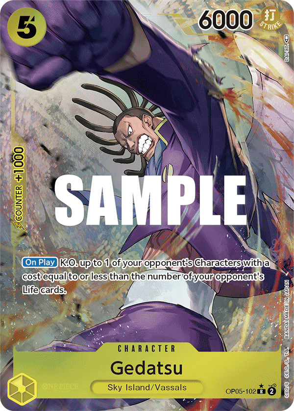 Gedatsu OP05-102, the R printing from OP-05 of the One Piece Card Game
