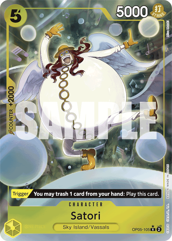 Satori OP05-105, the R printing from OP-05 of the One Piece Card Game