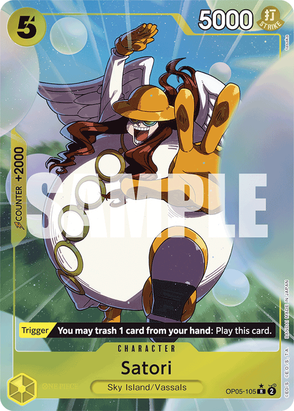 Satori OP05-105, the R printing from OP-05 of the One Piece Card Game