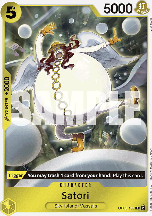 Satori OP05-105, the R printing from OP-05 of the One Piece Card Game