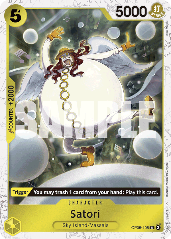 Satori OP05-105, the R printing from OP-05 of the One Piece Card Game