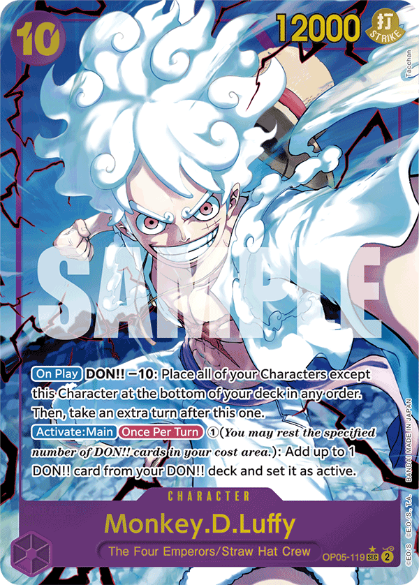 Monkey D. Luffy OP05-119, the SEC printing from OP-05 of the One Piece Card Game