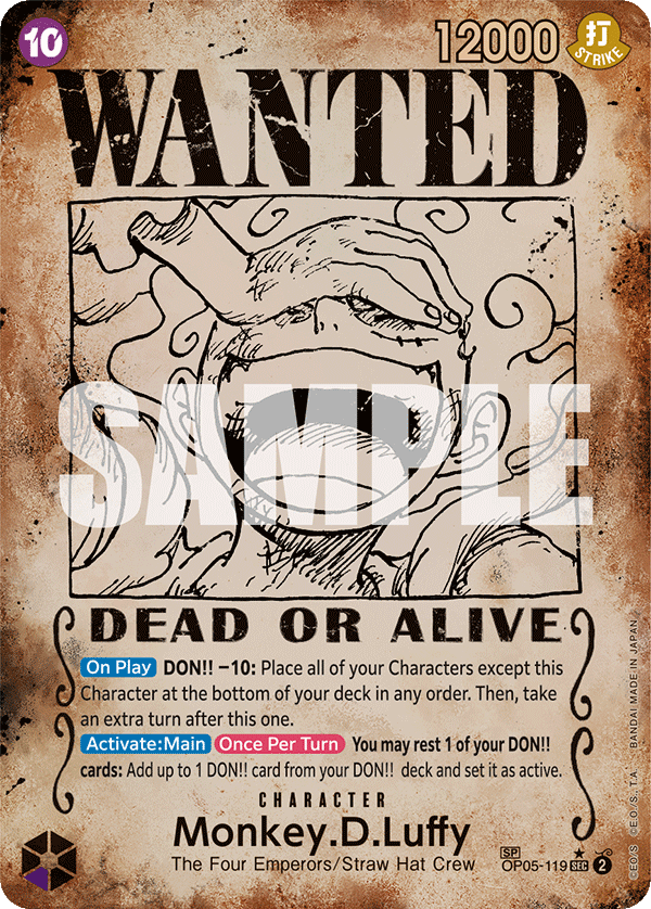 Monkey D. Luffy OP05-119, the SP printing from OP-05 of the One Piece Card Game