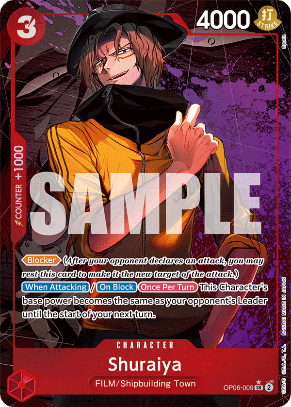 Shuraiya OP06-009, the SR printing from OP-06 of the One Piece Card Game