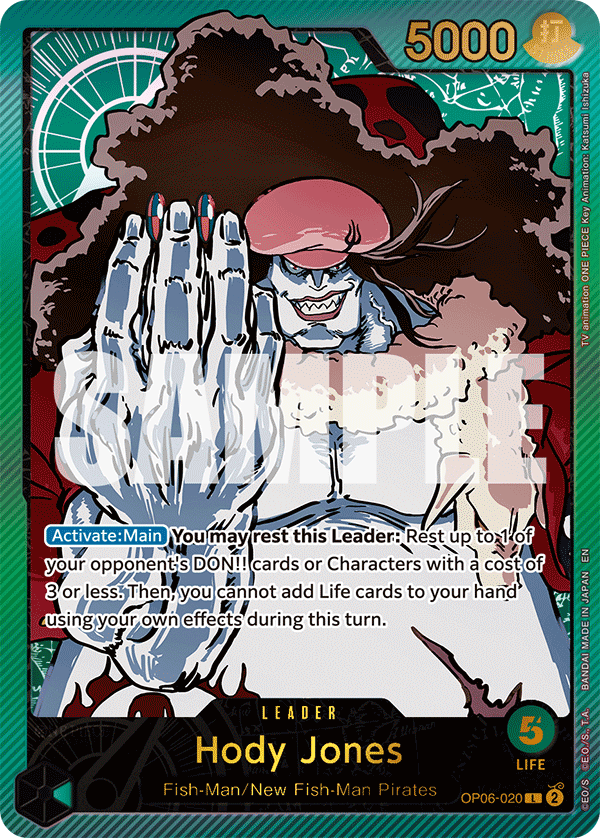 Hody Jones OP06-020, the L printing from OP-06 of the One Piece Card Game