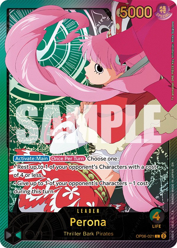 Perona OP06-021, the L printing from OP-06 of the One Piece Card Game