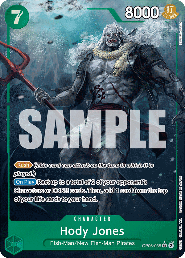 Hody Jones OP06-035, the SR printing from OP-06 of the One Piece Card Game