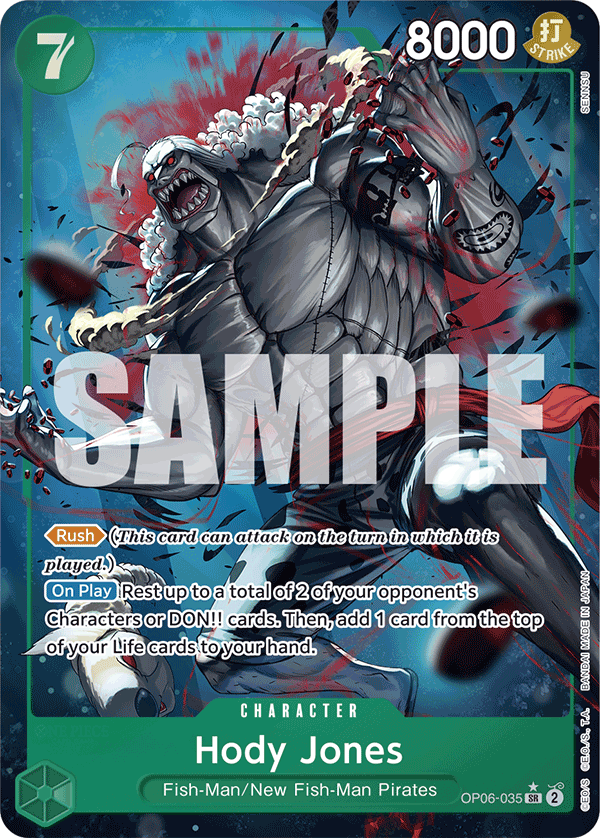 Hody Jones OP06-035, the SR printing from OP-06 of the One Piece Card Game