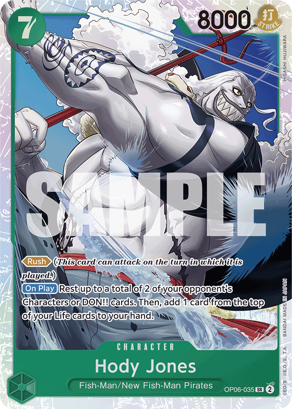 Hody Jones OP06-035, the SR printing from OP-06 of the One Piece Card Game