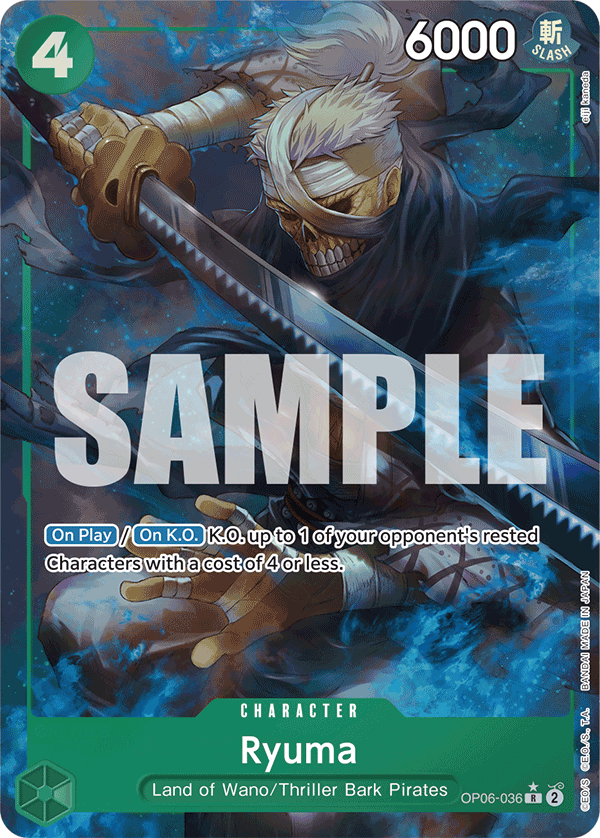 Ryuma OP06-036, the R printing from OP-06 of the One Piece Card Game