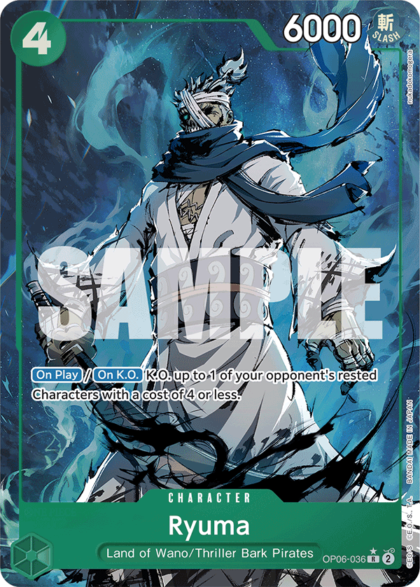 Ryuma OP06-036, the R printing from OP-06 of the One Piece Card Game