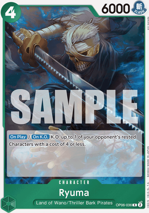Ryuma OP06-036, the R printing from OP-06 of the One Piece Card Game