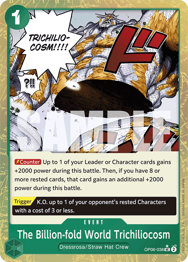 The Billion-fold World Trichiliocosm OP06-038, the UC printing from OP-06 of the One Piece Card Game