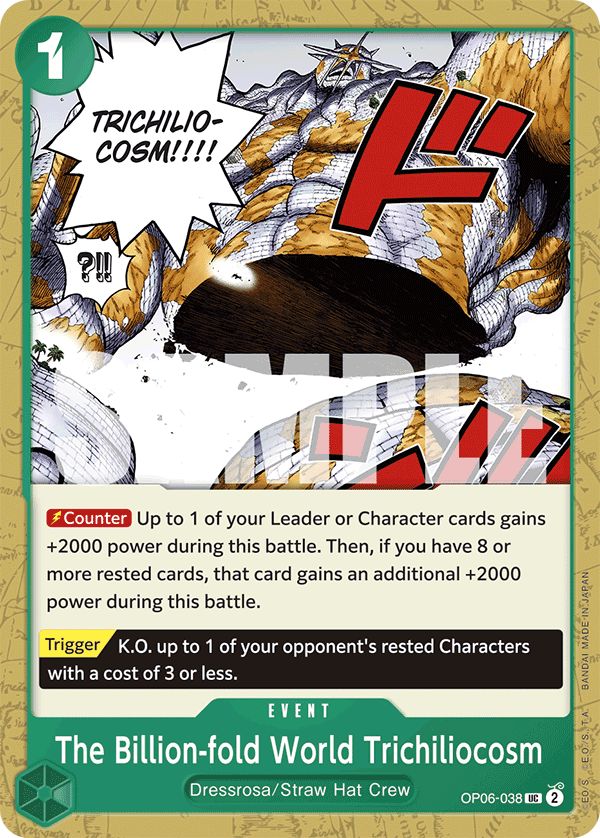 The Billion-fold World Trichiliocosm OP06-038, the UC printing from OP-06 of the One Piece Card Game