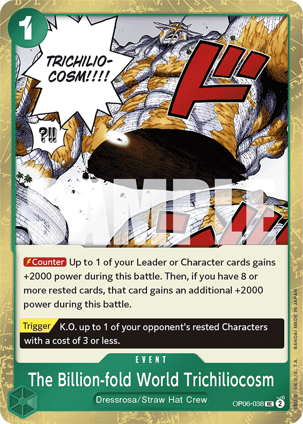 The Billion-fold World Trichiliocosm OP06-038, the UC printing from OP-06 of the One Piece Card Game