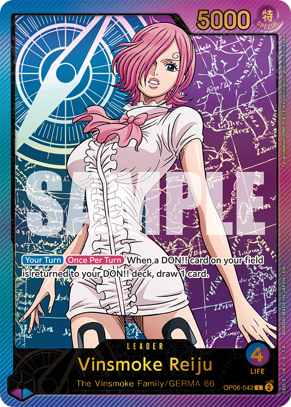 Vinsmoke Reiju OP06-042, the L printing from OP-06 of the One Piece Card Game