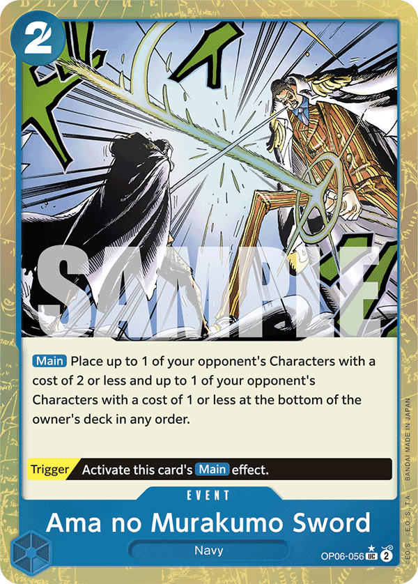 Ama no Murakumo Sword OP06-056, the UC printing from OP-06 of the One Piece Card Game