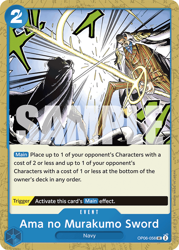 Ama no Murakumo Sword OP06-056, the UC printing from OP-06 of the One Piece Card Game