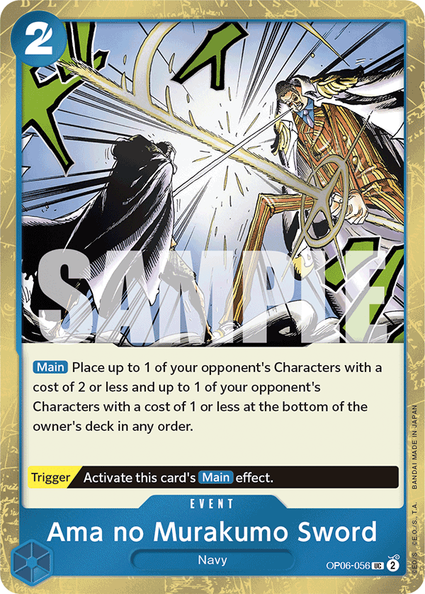 Ama no Murakumo Sword OP06-056, the UC printing from OP-06 of the One Piece Card Game