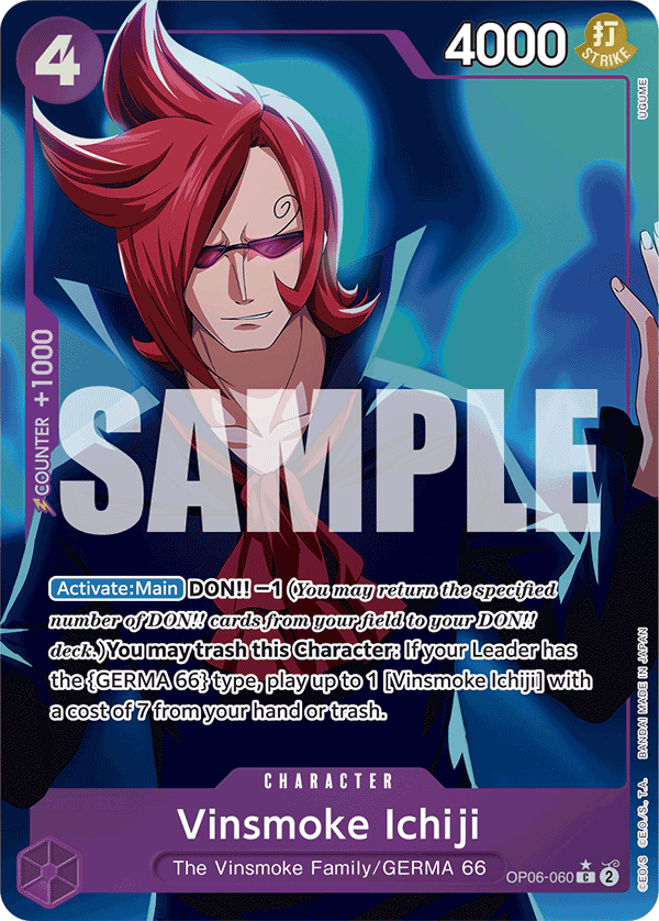 Vinsmoke Ichiji OP06-060, the C printing from OP-06 of the One Piece Card Game