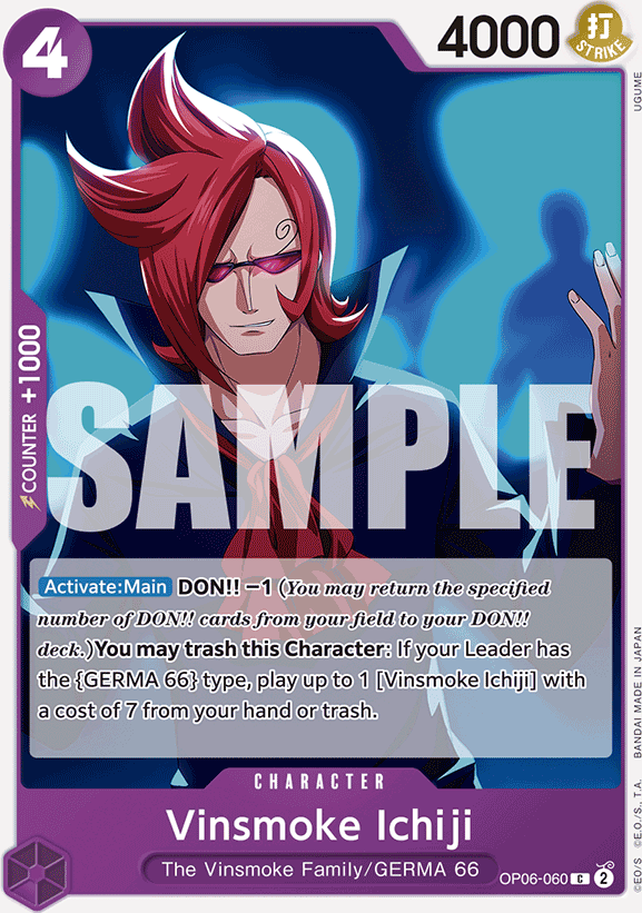 Vinsmoke Ichiji OP06-060, the C printing from OP-06 of the One Piece Card Game
