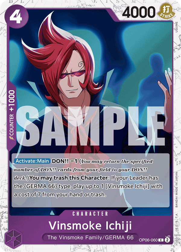 Vinsmoke Ichiji OP06-060, the C printing from OP-06 of the One Piece Card Game