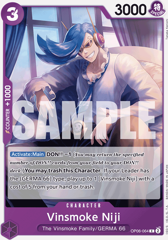 Vinsmoke Niji OP06-064, the C printing from OP-06 of the One Piece Card Game