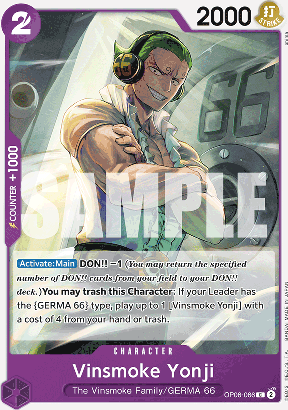 Vinsmoke Yonji OP06-066, the C printing from OP-06 of the One Piece Card Game