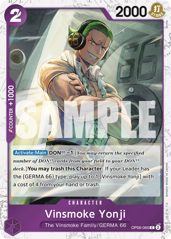 Vinsmoke Yonji OP06-066, the C printing from OP-06 of the One Piece Card Game
