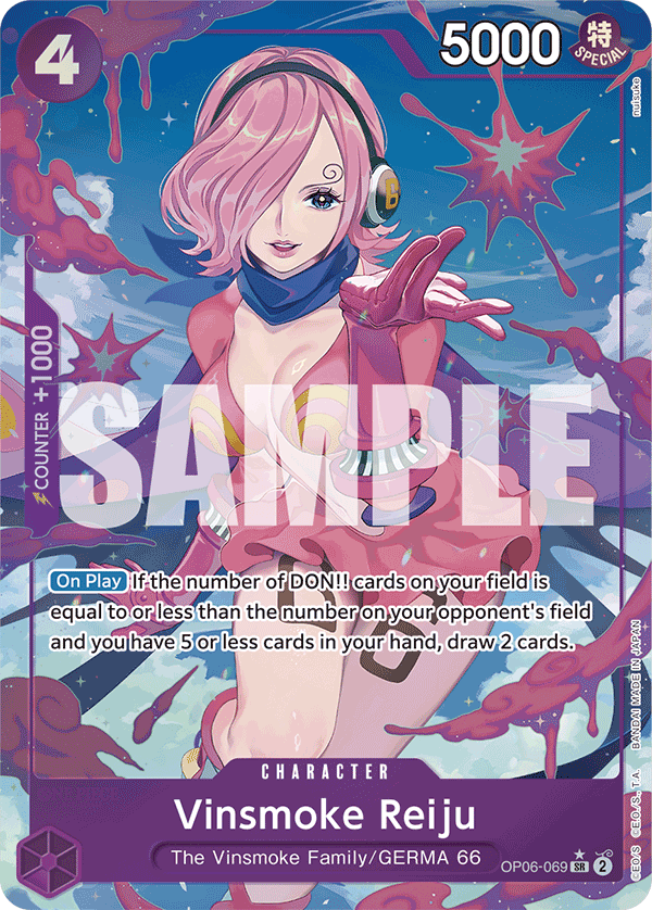 Vinsmoke Reiju OP06-069, the SR printing from OP-06 of the One Piece Card Game