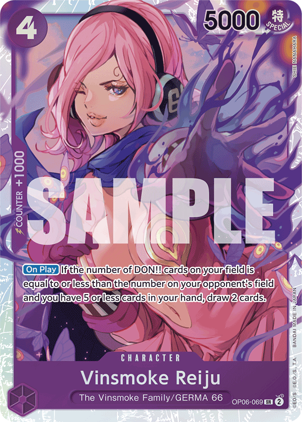 Vinsmoke Reiju OP06-069, the SR printing from OP-06 of the One Piece Card Game