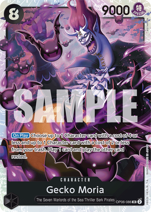 Gecko Moria OP06-086, the SR printing from OP-06 of the One Piece Card Game