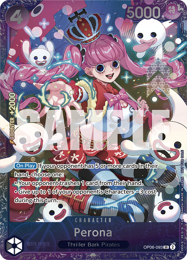 Perona OP06-093, the SR printing from OP-06 of the One Piece Card Game