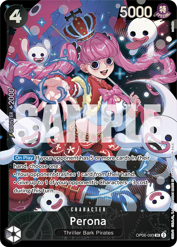 Perona OP06-093, the SR printing from OP-06 of the One Piece Card Game