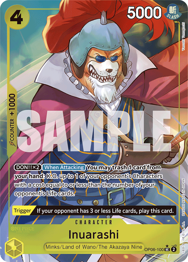 Inuarashi OP06-100, the UC printing from OP-06 of the One Piece Card Game