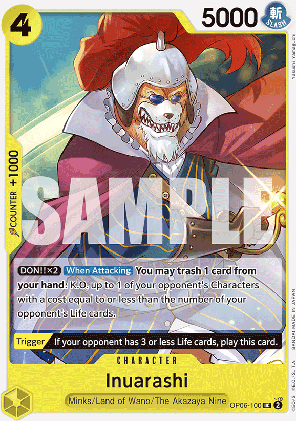Inuarashi OP06-100, the UC printing from OP-06 of the One Piece Card Game