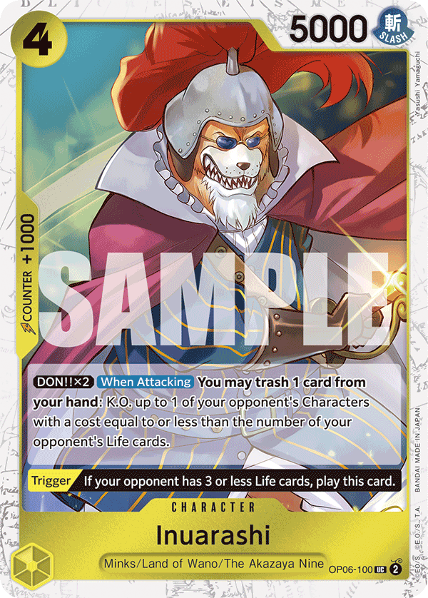 Inuarashi OP06-100, the UC printing from OP-06 of the One Piece Card Game