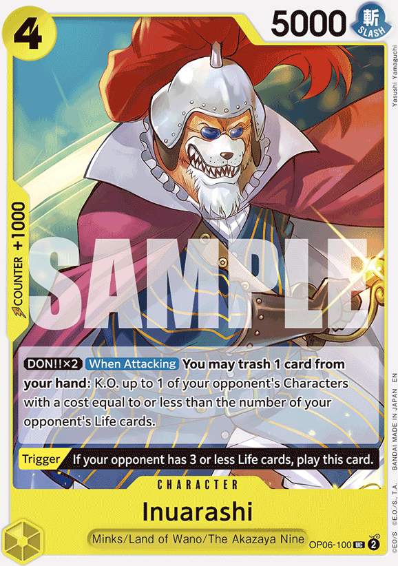 Inuarashi OP06-100, the UC printing from OP-06 of the One Piece Card Game