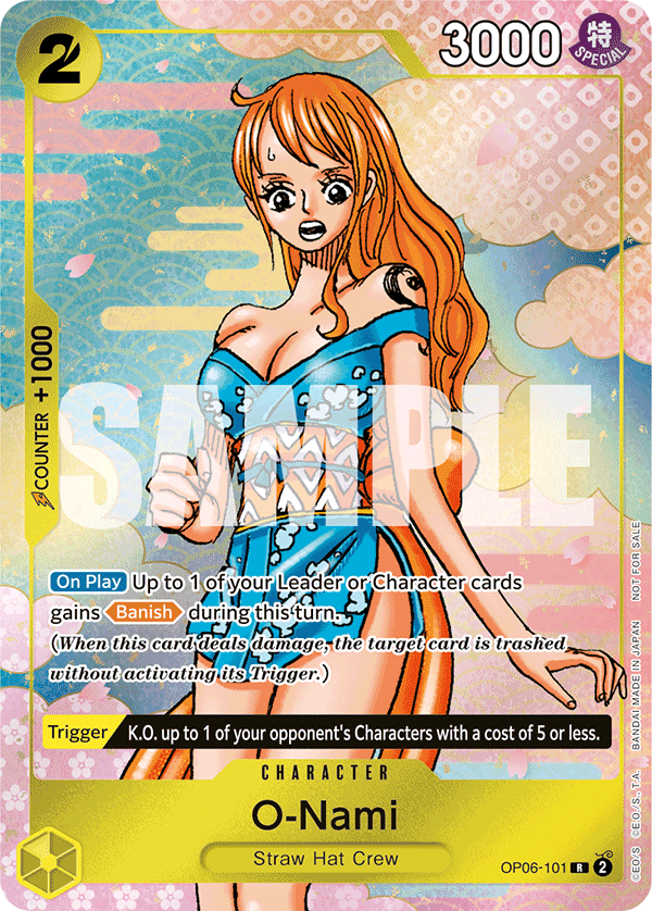 O-Nami OP06-101, the P printing from OP-06 of the One Piece Card Game