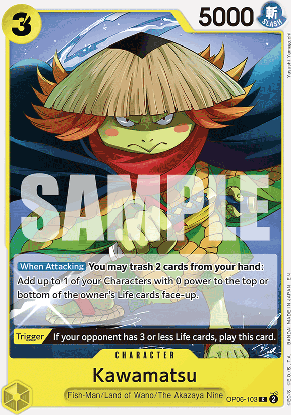 Kawamatsu OP06-103, the C printing from OP-06 of the One Piece Card Game