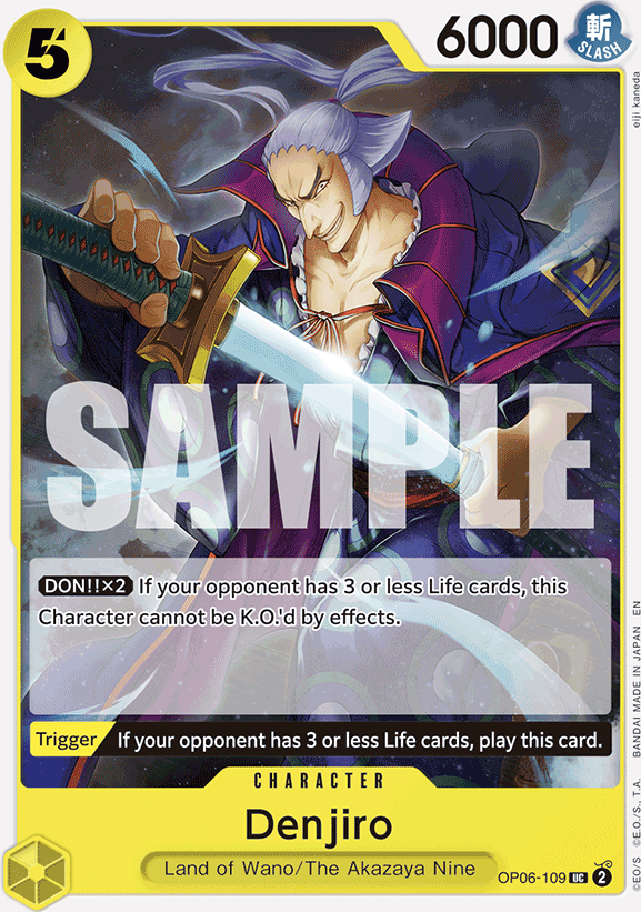 Denjiro OP06-109, the UC printing from OP-06 of the One Piece Card Game