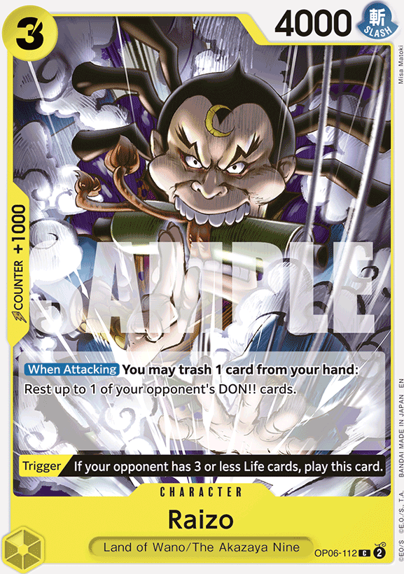 Raizo OP06-112, the C printing from OP-06 of the One Piece Card Game