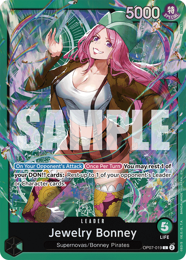 Jewelry Bonney OP07-019, the L printing from OP-07 of the One Piece Card Game