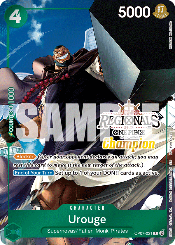 Urouge OP07-021, the R printing from OP-07 of the One Piece Card Game