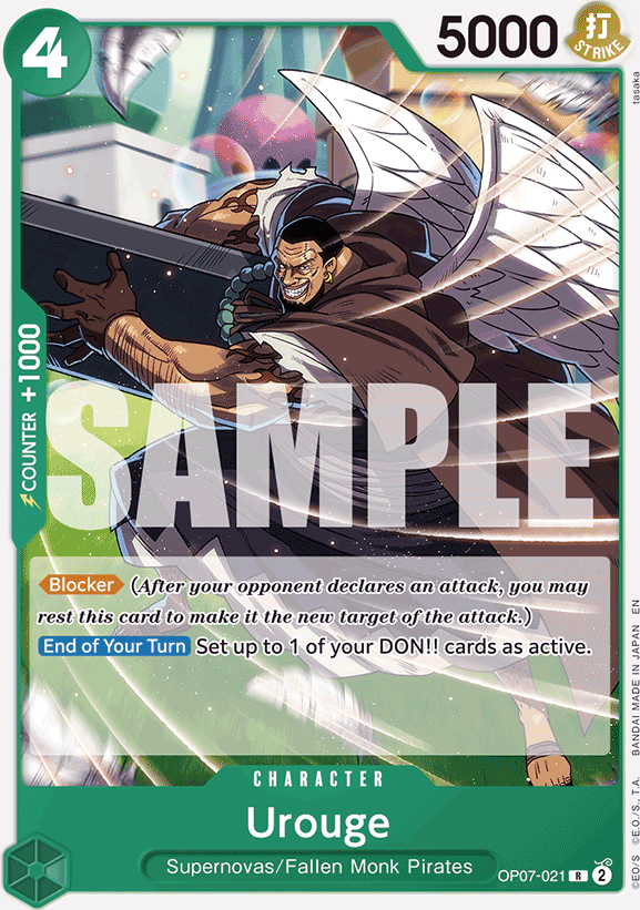 Urouge OP07-021, the R printing from OP-07 of the One Piece Card Game