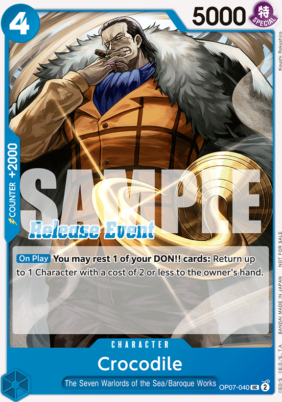 Crocodile OP07-040, the UC printing from OP-07 of the One Piece Card Game