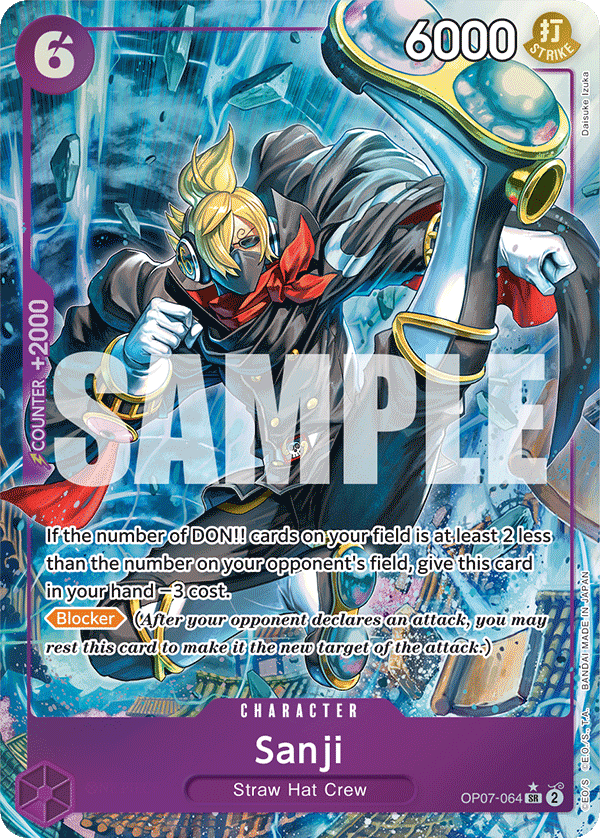 Sanji OP07-064, the SR printing from OP-07 of the One Piece Card Game